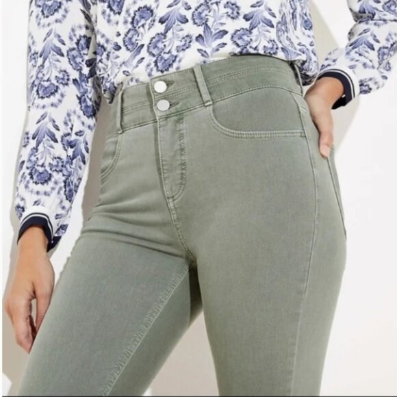 LOFT Olive Green High Waist Skinny Jeans - Picture 2 of 16